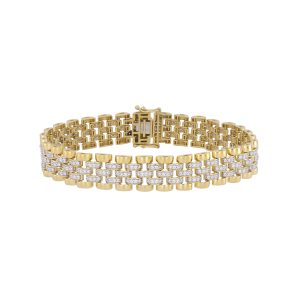 MEN'S BRACELET 2.50CT ROUND DIAMOND 10K YELLOW GOLD