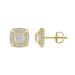 MEN'S STUD EARRINGS 0.25CT ROUND DIAMOND 10K YELLOW GOLD