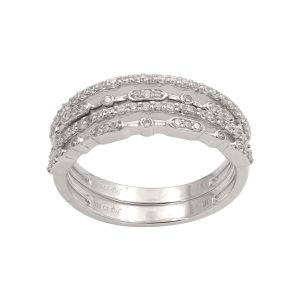 LADIES BAND 0.40CT ROUND DIAMOND 10K WHITE GOLD