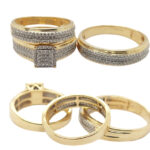 LADIES TRIOS SET 0.77CT ROUND DIAMOND 10K YELLOW GOLD