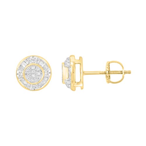 LADIES EARRING 0.20CT ROUND/BAGUETTE DIAMOND 10K YELLOW GOLD 1 297620Y