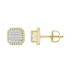 LADIES EARRINGS 0.33CT ROUND/BAGUETTE DIAMOND 10K YELLOW GOLD 2 297623Y