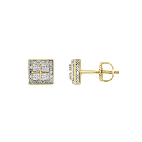 LADIES EARRING 0.33CT ROUND/BAGUETTE DIAMOND 10K YELLOW GOLD 1 297701Y