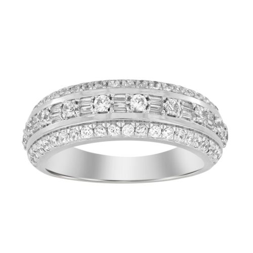 MEN'S BAND 1.00CT ROUND/BAGUETTE DIAMOND 14K WHITE GOLD 1 298328W