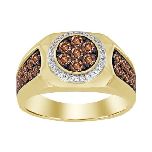 MEN'S RING 1.00CT ROUND DARK BROWN DIAMOND 10K YELLOW GOLD 1 298857Y