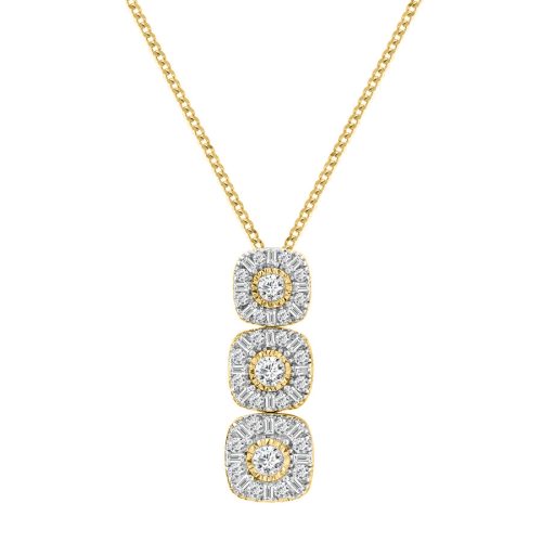 LADIES PENDANT WITH CHAIN 1.00CT ROUND/BAGUETTE DIAMOND 14K YELLOW GOLD (SI QUALITY) 1 298961Y A