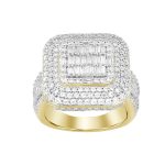 MEN'S RING 3.80CT ROUND/BAGUETTE DIAMOND 10K YELLOW GOLD 2 301887Y
