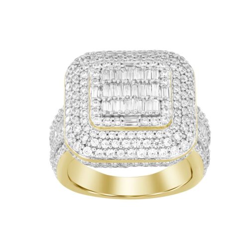 MEN'S RING 3.80CT ROUND/BAGUETTE DIAMOND 10K YELLOW GOLD 1 301887Y