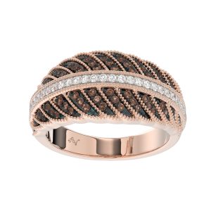LADIES RING 0.50CT ROUND/DARK BROWN DIAMOND 14K ROSE GOLD