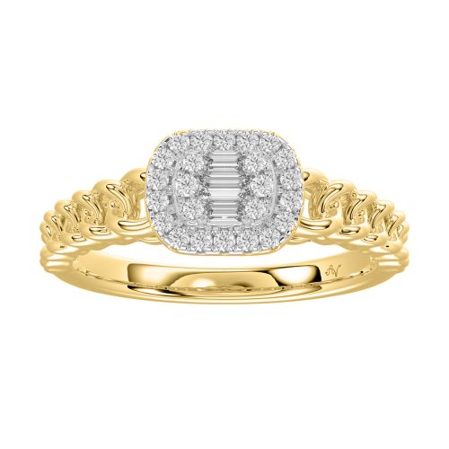 LADIES RING 0.20CT ROUND/BAGUETTE DIAMOND 14K YELLOW GOLD (SI QUALITY) 1 305889Y