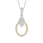 LADIES PENDANT WITH CHAIN 0.25CT ROUND/BAGUETTE DIAMOND 14K YELLOW GOLD 2 308309Y