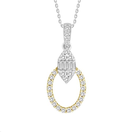 LADIES PENDANT WITH CHAIN 0.25CT ROUND/BAGUETTE DIAMOND 14K YELLOW GOLD 1 308309Y