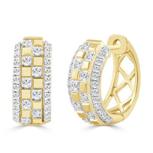 LADIES HOOPS EARRINGS 0.50CT ROUND DIAMOND 10K YELLOW GOLD 1 310798Y