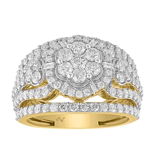 LADIES RING 2.00CT ROUND/BAGUETTE DIAMOND 10K YELLOW GOLD 1 313171Y