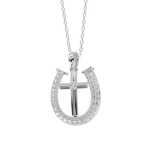 LADIES PENDANT 0.20CT ROUND DIAMOND 14K WHITE GOLD WITH CHAIN 1 313964W A