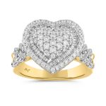 LADIES RING 1.05CT ROUND/BAGUETTE DIAMOND 10K YELLOW GOLD 2 316834Y