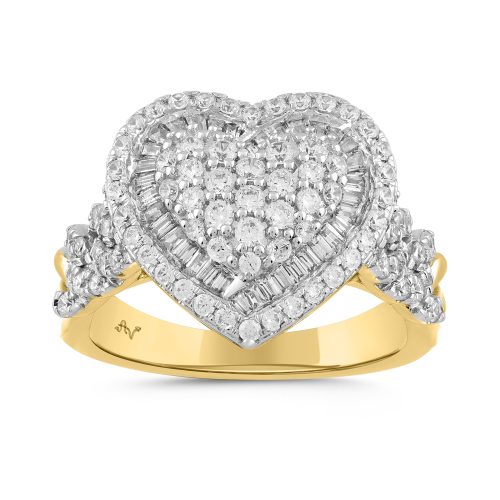 LADIES RING 1.05CT ROUND/BAGUETTE DIAMOND 10K YELLOW GOLD 1 316834Y