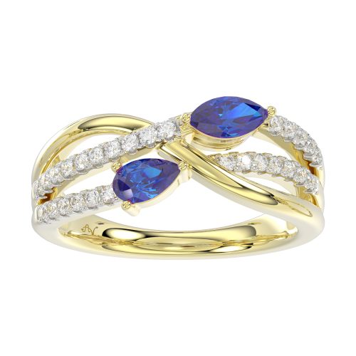 LADIES RING 0.70CT ROUND/MARQUISE/PEAR RUBY DIAMOND 14K YELLOW GOLD 1 317456Y