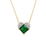 LADIES PENDANT WITH CHAIN 1.45CT ROUND/EMERALD PRINCESS DIAMOND 14K YELLOW GOLD (EMERALD PRINCESS DIAMOND 1.32CT)
