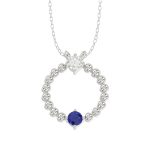 LADIES PENDANT WITH CHAIN 0.15CT ROUND/BLUE SAPPHIRE DIAMOND 14K WHITE GOLD (CENTER STONE ROUND BLUE SAPPHIRE-0.10CT) 2 317808W