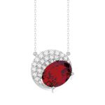 LADIES PENDANT WITH CHAIN 1.15CT ROUND/OVAL/EMERALD DIAMOND 14K WHITE GOLD (CENTER STONE OVAL DIAMOND 1.00CT) 2 317841W