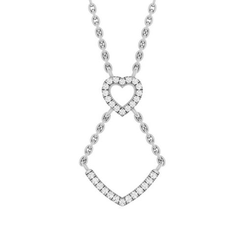 LADIES PENDANT WITH CHAIN 0.16CT ROUND DIAMOND 14K WHITE GOLD 1 317912W