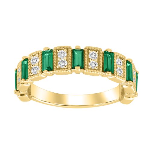 LADIES BAND 1.05CT ROUND/BAGUETTE/EMERALD DIAMOND 14K YELLOW GOLD 1 318106Y NT A