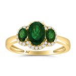 LADIES RING 1.62CT ROUND/OVAL EMERALD DIAMOND 14K YELLOW GOLD (CENTER STONE OVAL EMERALD DIAMOND-0.50CT) 2 321741Y