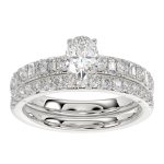 LADIES BRIDAL SET 1.50CT ROUND/BAGUETTE DIAMOND 14K WHITE GOLD (SI QUALITY) (OVAL DIAMOND-0.75CT) 2 321943W