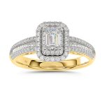 LADIES RING 1.00CT ROUND/EMERALD/BAGUETTE DIAMOND 14K YELLOW GOLD 2 323043Y