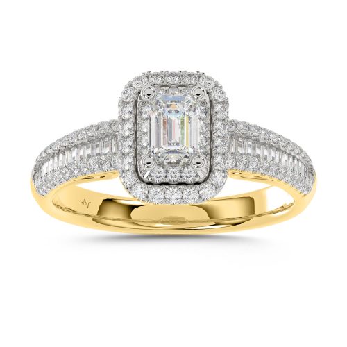 LADIES RING 1.00CT ROUND/EMERALD/BAGUETTE DIAMOND 14K YELLOW GOLD 1 323043Y