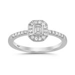 LADIES RING 0.33CT EMERALD/ROUND DIAMOND 14K WHITE GOLD 2 323852W