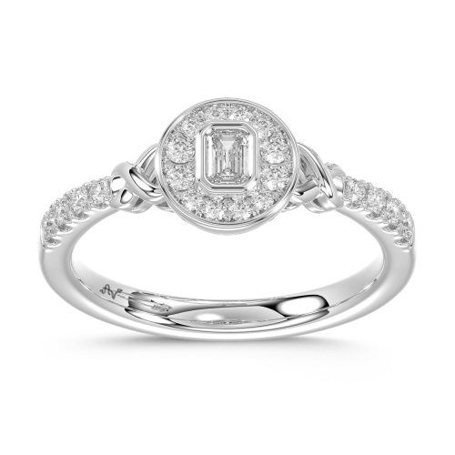 LADIES RING 0.33CT ROUND/EMERALD DIAMOND 14K WHITE GOLD 1 323857W