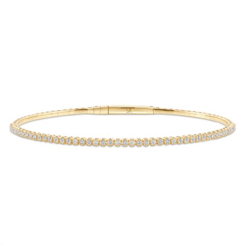 LADIES HALF FLEXIBLE BANGLE 1.00CT BLUE SAPPHIRE/ROUND DIAMOND 14K YELLOW GOLD 1 323915Y