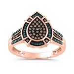 LADIES RING 0.30CT DARK BROWN/BLUE DIAMOND 14K ROSE GOLD 2 324143R