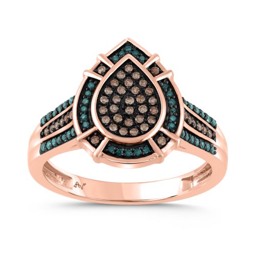 LADIES RING 0.30CT DARK BROWN/BLUE DIAMOND 14K ROSE GOLD 1 324143R