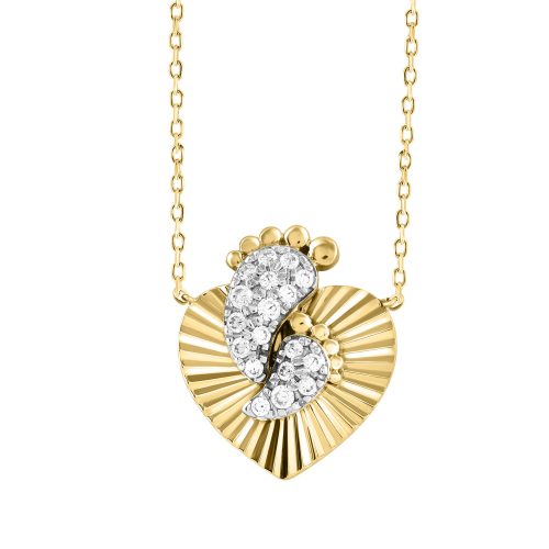 LADIES PENDANT WITH CHAIN 0.16CT ROUND DIAMOND 14K YELLOW GOLD 1 326241Y
