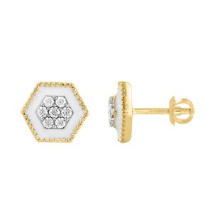 LADIES EARRINGS 0.33CT ROUND DIAMOND 14K YELLOW GOLD
