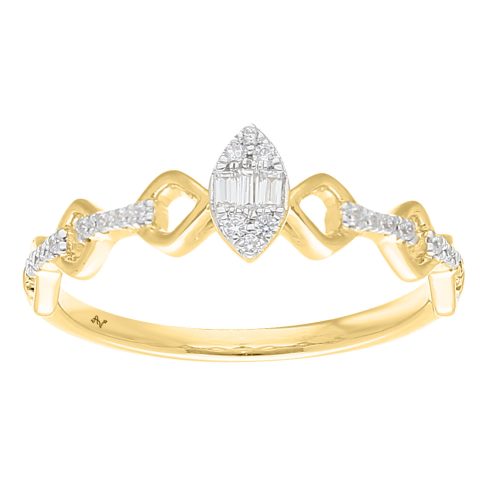 LADIES RING 0.15CT ROUND/BAGUETTE DIAMOND 14K YELLOW GOLD (SI QUALITY) 1 329118Y