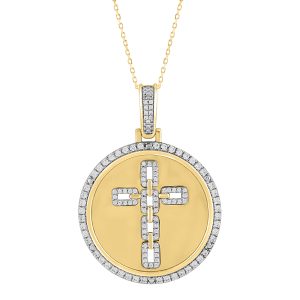MEN'S CHARM PENDANT 0.50CT ROUND DIAMOND 10K YELLOW GOLD
