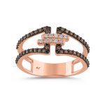 LADIES RING 0.40CT DARK BROWN/ROUND/ROUND DIAMOND 14K ROSE GOLD 2 330063R