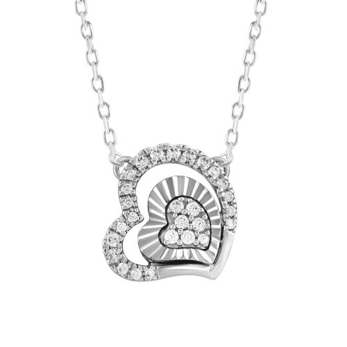 LADIES PENDANT 0.16CT WITH CHAIN ROUND DIAMOND 14K WHITE GOLD 1 331998W