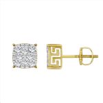 LADIES EARRINGS 0.75CT ROUND DIAMOND 10K YELLOW GOLD 2 334626Y