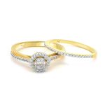 LADIES BRIDAL SET 0.32CT ROUND/BAGUETTE DIAMOND 14K YELLOW GOLD 2 339368Y