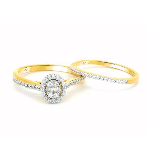 LADIES BRIDAL SET 0.32CT ROUND/BAGUETTE DIAMOND 14K YELLOW GOLD 1 339372Y