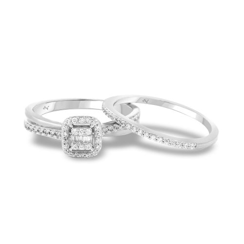 LADIES BRIDAL SET 0.33CT ROUND/BAGUETTE DIAMOND 14K WHITE GOLD 1 339381W