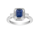 LADIES RING 1.50CT ROUND/PRINCESS/BLUE SAPPHIRE EMERALD DIAMOND 14K WHITE GOLD (CENTER STONE 0.90CT BLUE SAPPHIRE EMERALD DIAMOND) 2 345569W NT A