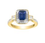LADIES RING 1.50CT ROUND/PRINCESS/BLUE SAPPHIRE EMERALD DIAMOND 14K YELLOW GOLD (CENTER STONE 1.00CT BLUE SAPPHIRE EMERALD DIAMOND) 2 345569Y NT A