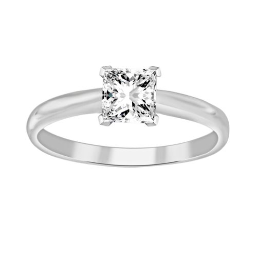 LADIES SOLITAIRE RING 1.00CT PRINCESS DIAMOND 14K WHITE GOLD 1 57014W
