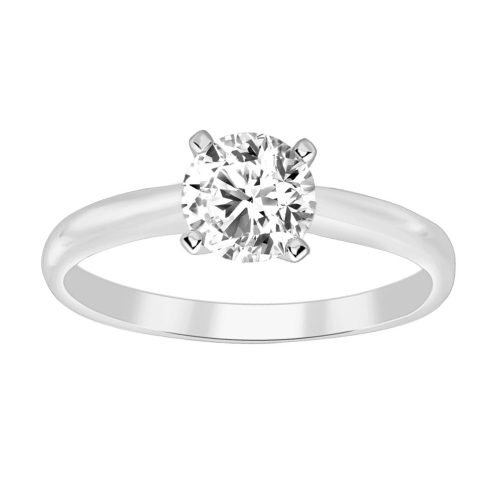 LADIES SOLITAIRE RING 0.50CT ROUND DIAMOND 14K WHITE GOLD 1 57366W